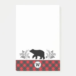 Monogram Rustic Bear Buffalo Play Post-it Block