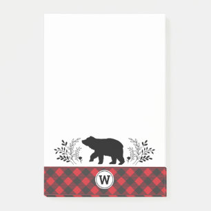 Monogram Rustic Bear Buffalo Play Post-it Block