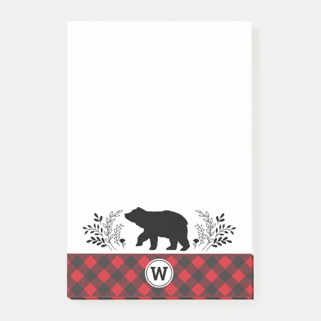 Monogram Rustic Bear Buffalo Play Post-it Block (Framsida)