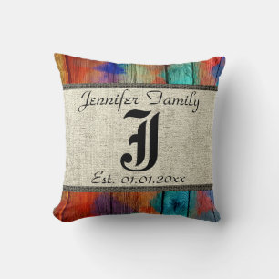 Monogram Rustic Burlap Paint-träff #2 Kudde