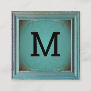 Monogram   Rustic Ram Guld Decorative Mandala Fyrkantigt Visitkort