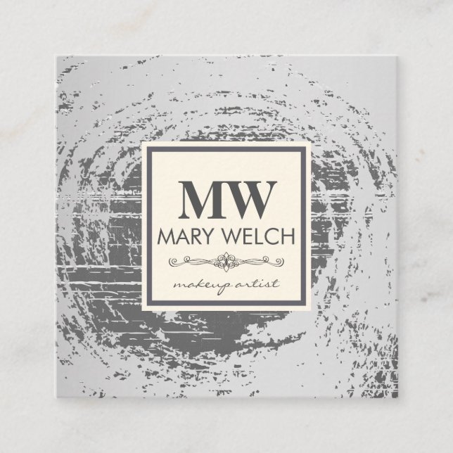 Monogram Rustic Struktur Finare Inslag Tidsbeställning Kort (Framsida)