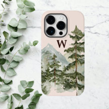 Monogram Rustic Watercolor Gräs Forest & Mountain