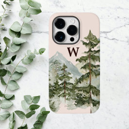 Monogram Rustic Watercolor Gräs Forest & Mountain