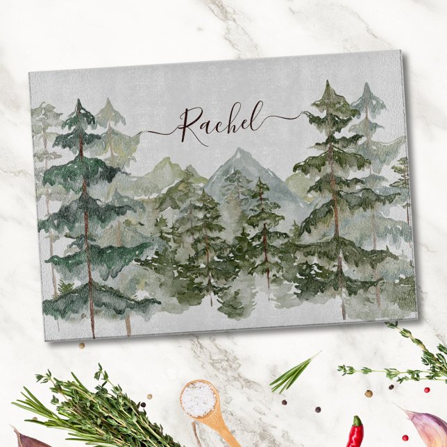 Monogram Rustic Watercolor Skog och berg (In situ)