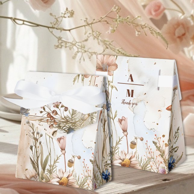 Monogram Rustic Watercolor Skogsbröllop Presentaskar (Skapare uppladdad)