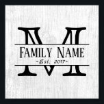 Monogram Rustic White Wood Family Namn Poster<br><div class="desc">Monogram Rustic White Wood Family Namn Poster.</div>