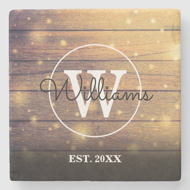 Monogram Rustic Wood Panels Stenunderlägg (Framsidan)