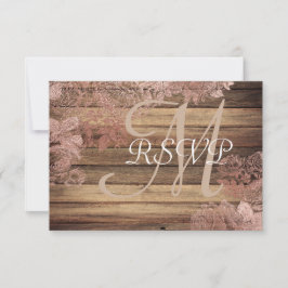 Monogram Rustic Wood Ro Snöre Bröllop OSA Kort