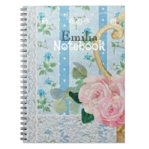 Monogram rustik blomster rosa Blå Antik konstverk