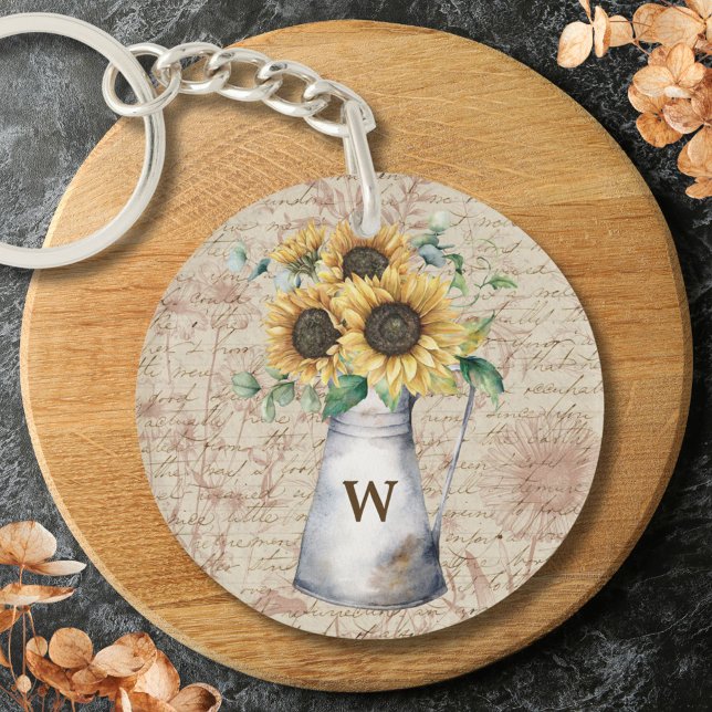 Monogram Rustik Solros Vintage Bokstavsdecoupage (In situ)
