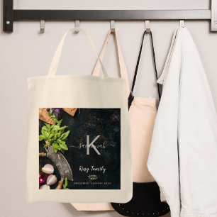 Monogram rustik vegitarian matar mat livsmedel tygkasse