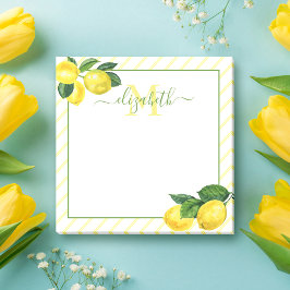 Monogram rustiska citroner, vattenfärg, land rand post-it block