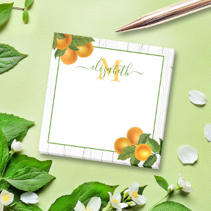 Monogram rustiska orangar av citrusfärgat trä post-it block