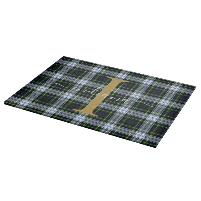 Monogram Rutigt Tartan Gordon Grön Mamma Födelseda (Hörn)