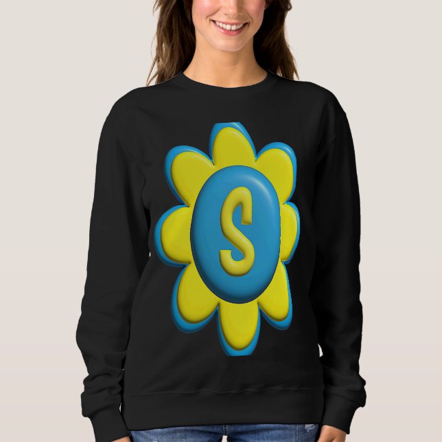 Monogram S  Colorful Flower T Shirt (Framsida)