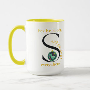 Monogram S Dinosaur Festive Cheer and Goodwill Mugg