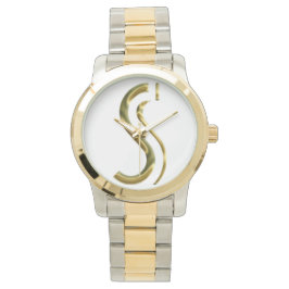 Monogram S Initial Brev Typography Silver Guld Armbandsur