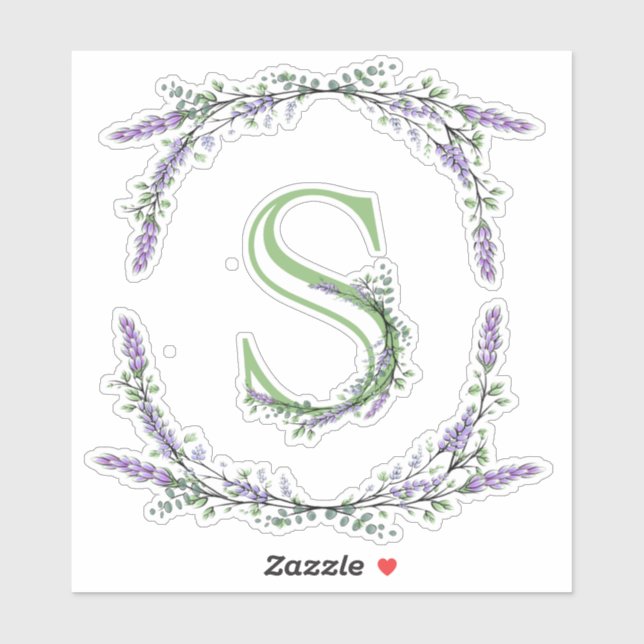 Monogram S Lavender Eucalyptus Klistermärken (Ark)