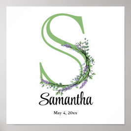 Monogram S Lavender Eucalyptus plantskolor Poster