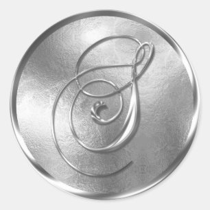 Monogram S NONMETALLIC Silver kuvertförsegling Runt Klistermärke