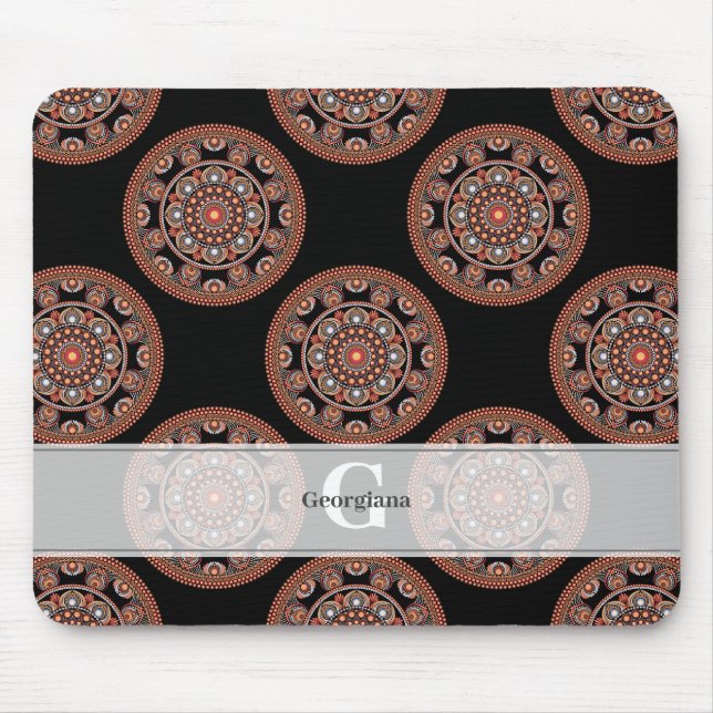 Monogram Safari Sunset Bohemian Polka Dot Mandala Musmatta (Framsidan)