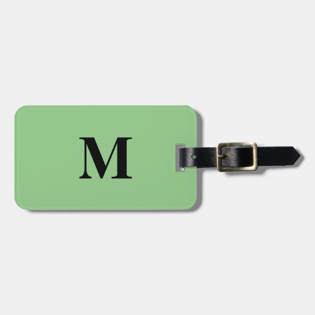 Monogram Sage Grönt Black Gift Party-förmån Bagagebricka (Horisontell Framsida)