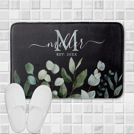 Monogram Sage Grönt Eucalyptus Grey Lövs Badrumsmatta