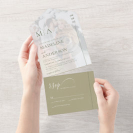 Monogram Sage Grönt med överläggsfoto Bröllop