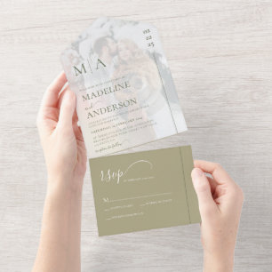 Monogram Sage Grönt med överläggsfoto Bröllop