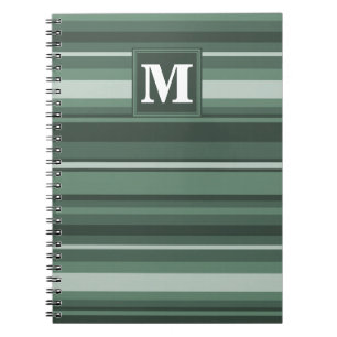 Monogram sage grönt rand anteckningsbok med spiral
