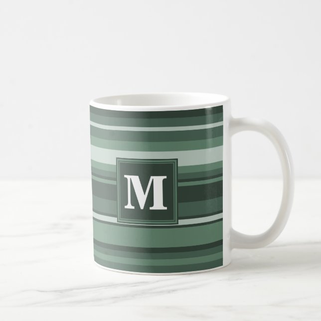 Monogram sage grönt rand kaffemugg (Höger)