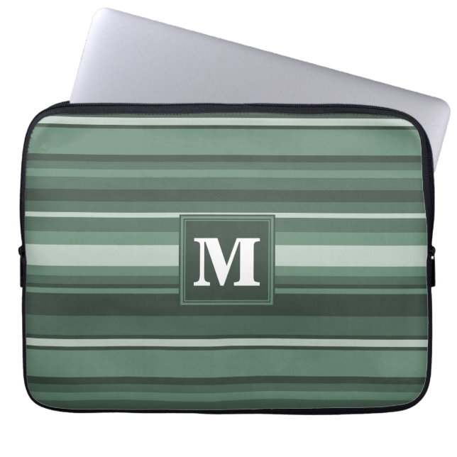 Monogram sage grönt rand laptop sleeve (Framsidan)
