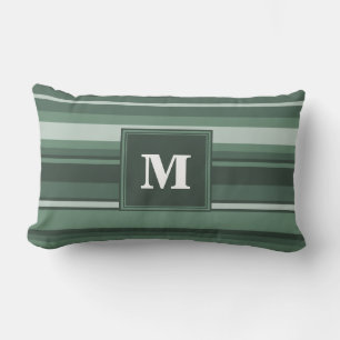 Monogram sage grönt rand lumbarkudde