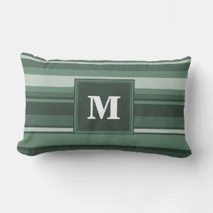 Monogram sage grönt rand lumbarkudde