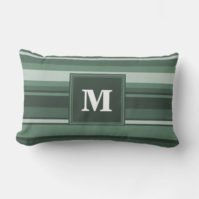 Monogram sage grönt rand lumbarkudde (Framsida)