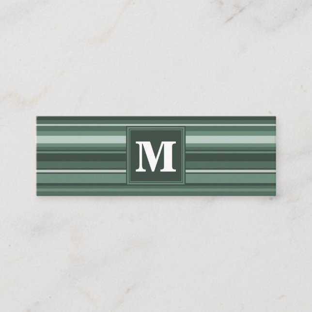 Monogram sage grönt rand mini visitkort (Framsida)