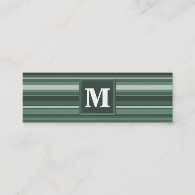 Monogram sage grönt rand mini visitkort (Framsida)