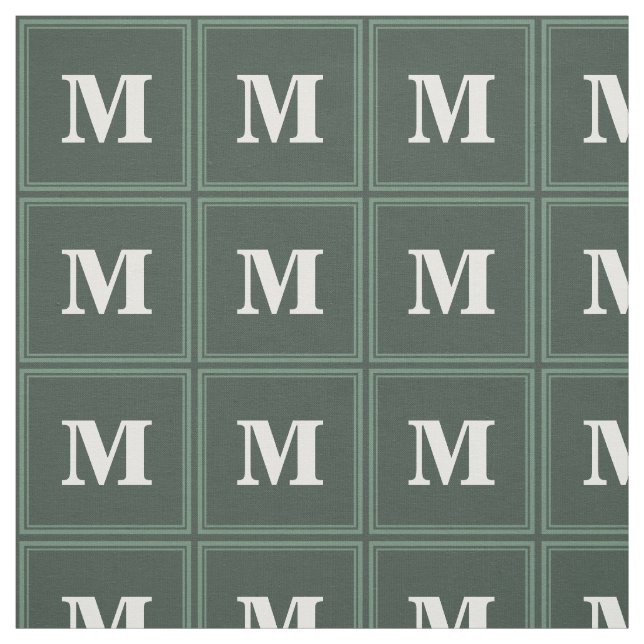 Monogram sage grönt rand tyg (Provkarta)