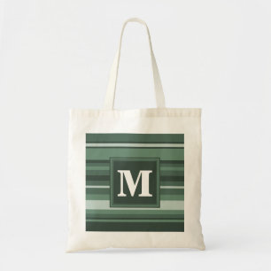 Monogram sage grönt rand tygkasse