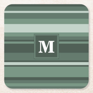 Monogram sage grönt rand underlägg papper kvadrat