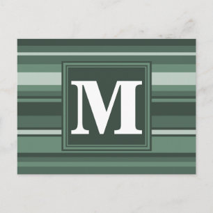 Monogram sage grönt rand vykort