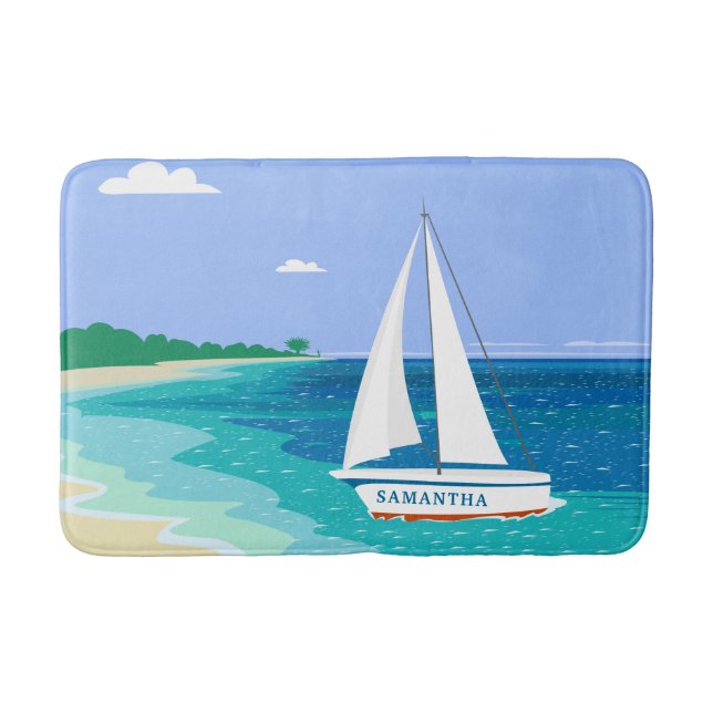 Monogram Sailboat Tropical Beach Mat Badrumsmatta (Framsidan)