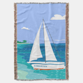 Monogram Sailboat Tropical Throw Blanket Mysfilt