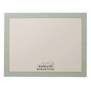 Monogram Sålgrön Beige Guld Minimalistisk Män Anteckningsblock