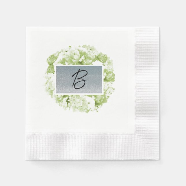 Monogram Salladsgröna Krans Pappersservetter (Framsidan)