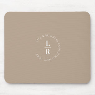 Monogram, salon, minimalistisk, beige brun musmatta