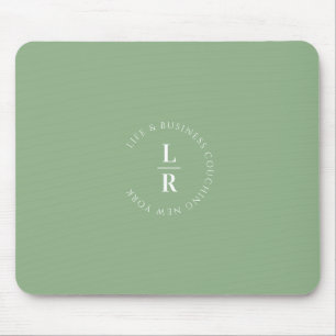 Monogram, salon, minimalistisk, mjuk grönt musmatta