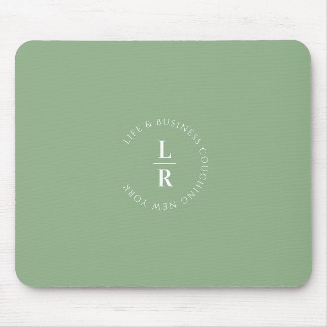 Monogram, salon, minimalistisk, mjuk grönt musmatta (Framsidan)