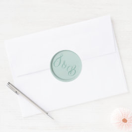 Monogram salvia grön vaxsigill vigseldekaler runt klistermärke